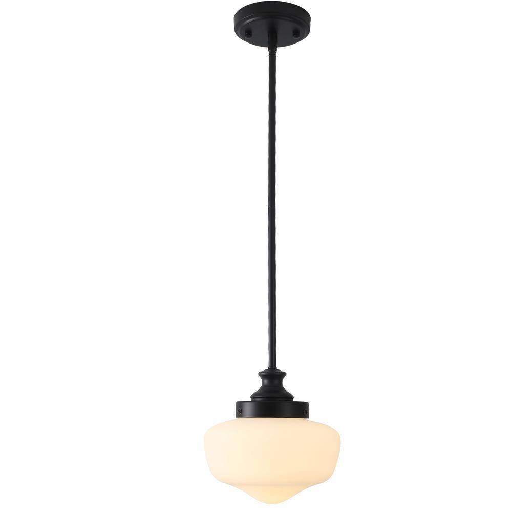 1-Light Modern Black Hanging Pendant Light Fixture with White Ribbed Glass Shade price history on PriceWatchPro