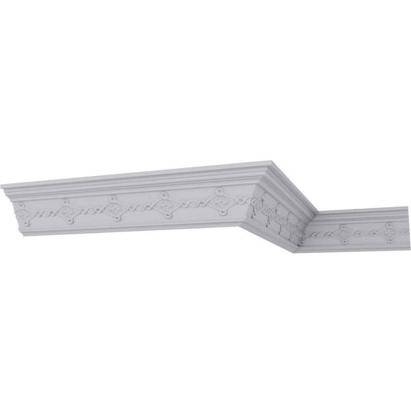 Ekena Millwork 3-5/8 in. x 4-1/8 in. x 94-1/2 in. Polyurethane Kendall Crown Moulding