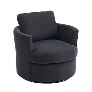Dark Grey Polyester Swivel Barrel Chair (Set of 1)