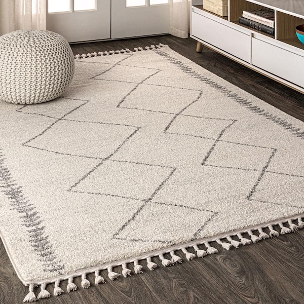 JONATHAN Y Sumak High-Low Pile Neutral Diamond Kilim Beige/Gray 5