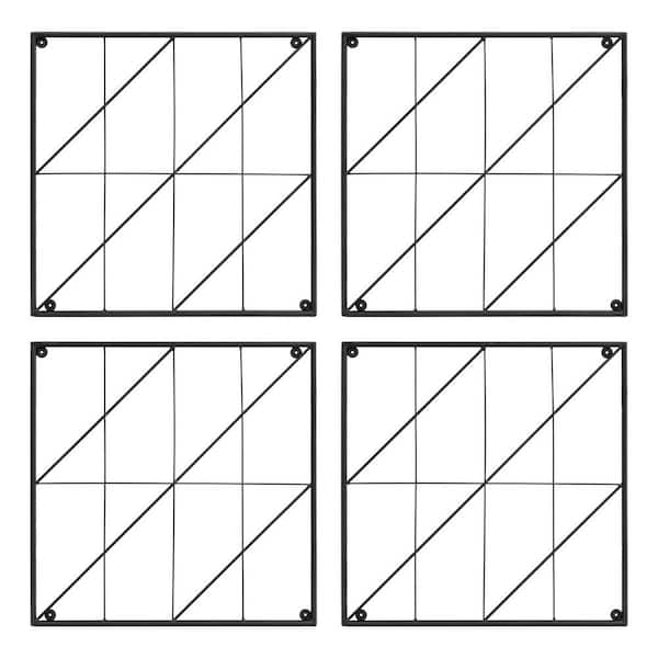 ACHLA DESIGNS 24 in.x 24 in. Modular Wall-Mounted Trellis Set of 4, Plant Support, Wrought Iron, Black