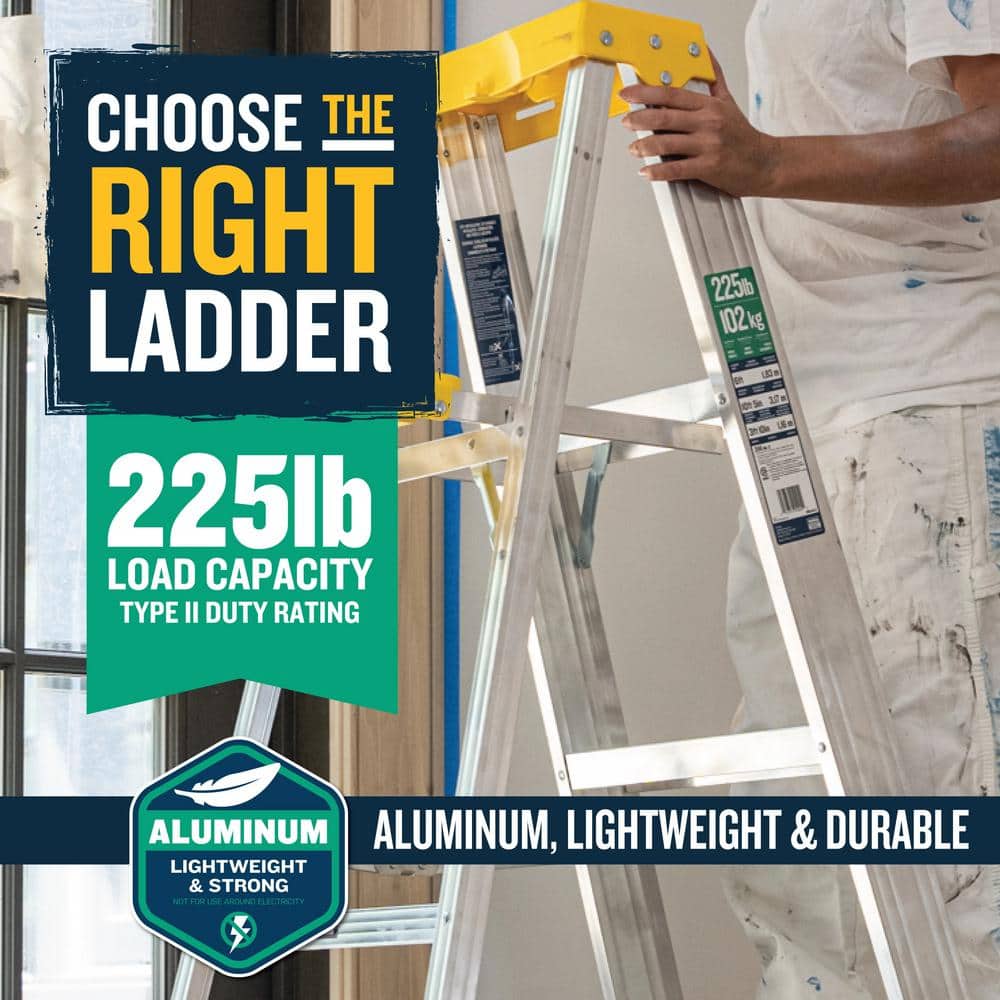 4ft Aluminum Single-Sided Step Ladder with Tool Tray