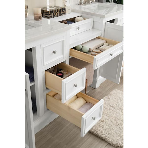 94 de Soto Double Bathroom Vanity with Makeup Counter, Bright White