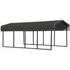 Arrow 10 ft. W x 20 ft. D x 7 ft. H Charcoal Galvanized Steel Carport ...