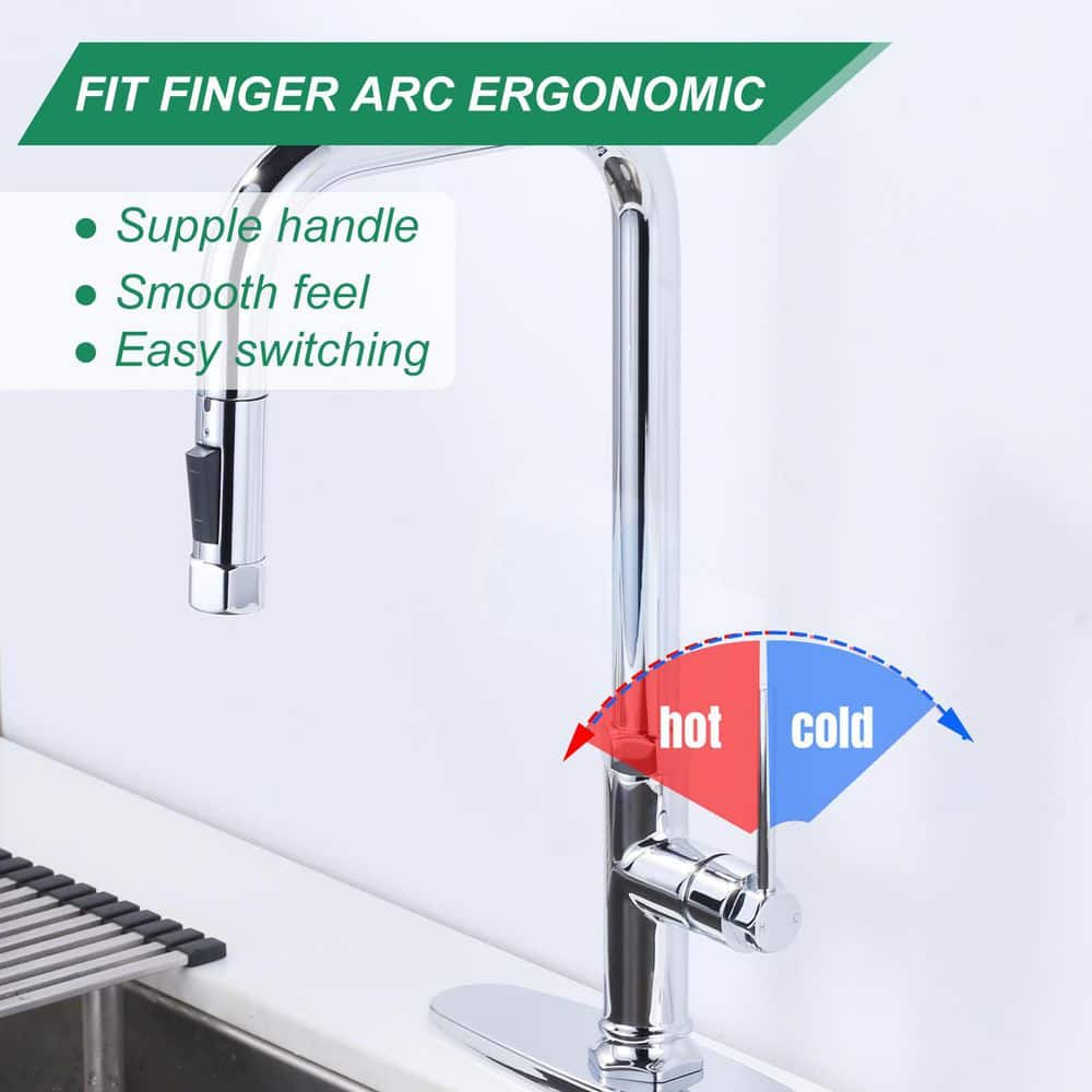 Polished Chrome Single Handle Pull Down Kitchen Faucet