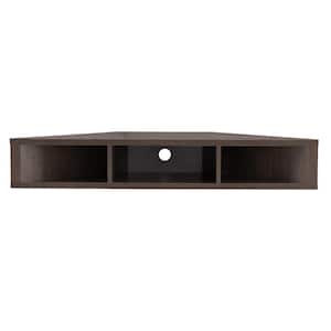Emmeline 47 in. Walnut and Oak Particle Board Corner TV Stand Fits TVs Up to 52 in. with Cable Management