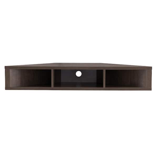 Emmeline 47 in. Walnut and Oak Particle Board Corner Floating TV Stand Fits TVs Up to 45 in. with Cable Management