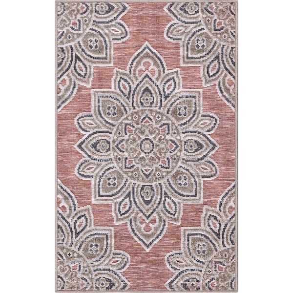 Rust . x Doormat 2 ft. x 3 ft. Geometric Indoor/Outdoor Area Rug