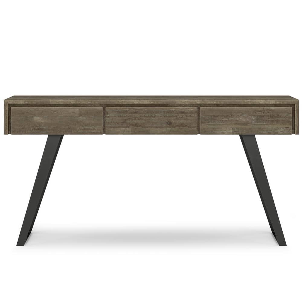 Urban Acacia & Metal 60" Console Table with Storage in Distressed Grey