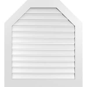 36 in. x 40 in. Octagonal Top Surface Mount PVC Gable Vent: Functional with Standard Frame