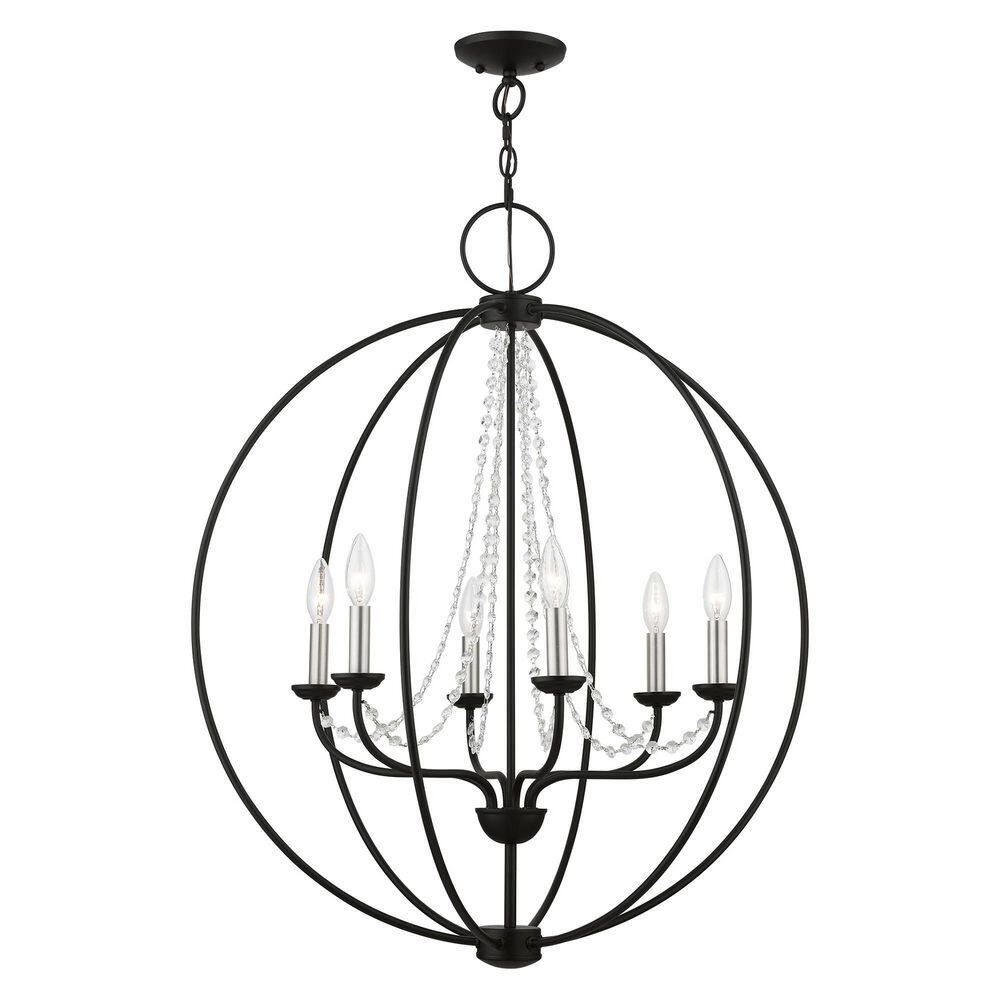 Arabella 6-Light Black and Nickel Crystal Globe Pendant