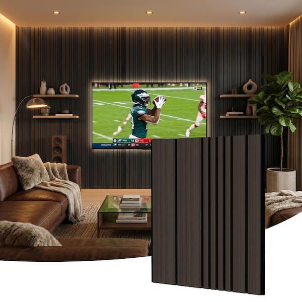 Mlfortlife Black 0.7 in. x 1.97 ft. x 1.97 ft. Wood Slat Acoustic