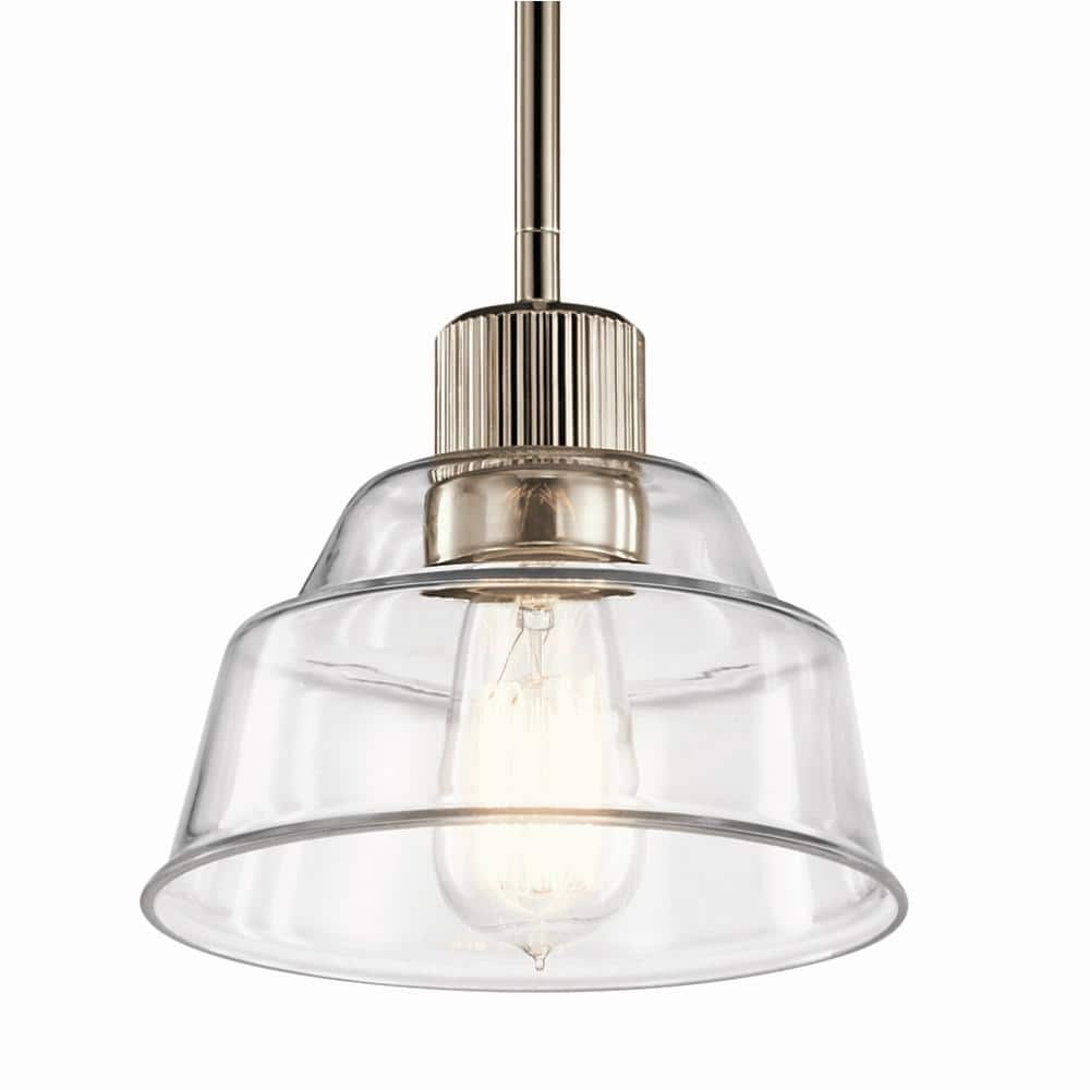 Polished Nickel Mini Pendant with Clear Glass Shade