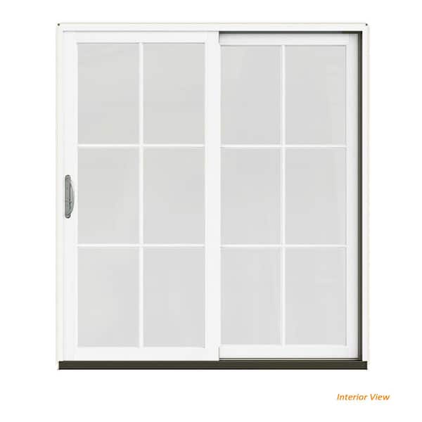 JELD-WEN 72 in. x 80 in. W-2500 Contemporary Vanilla Clad Wood Left-Hand 6 Lite Sliding Patio Door w/White Paint Interior