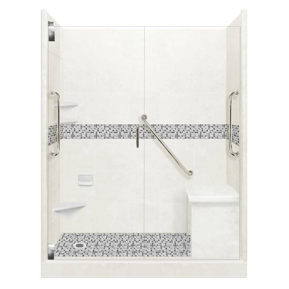 American Bath Factory Del Mar Freedom Grand Hinged 36 in. x 60 in. x 80 in.  Left Drain Alcove Shower Kit in Natural Buff and Chrome Hardware  AFGH-6036ND-LD-CH - The Home Depot