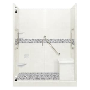 Del Mar Freedom Grand Hinged 30 in. x 60 in. x 80 in. Left Drain Alcove Shower Kit in Natural Buff and Satin Nickel