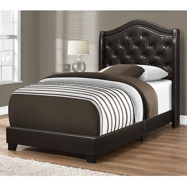 Homeroots Jasmine Brown Twin Bed With, Twin Bed With Light Up Headboard