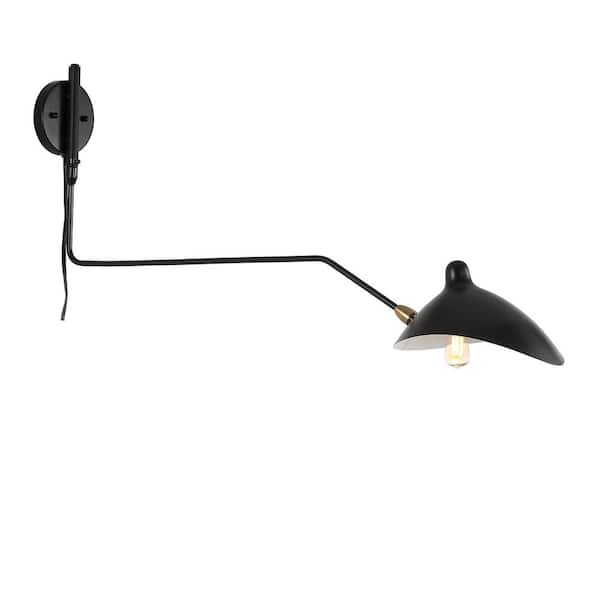 Frank 8.5 in. Black Iron Retro LED Swing Wall Sconce