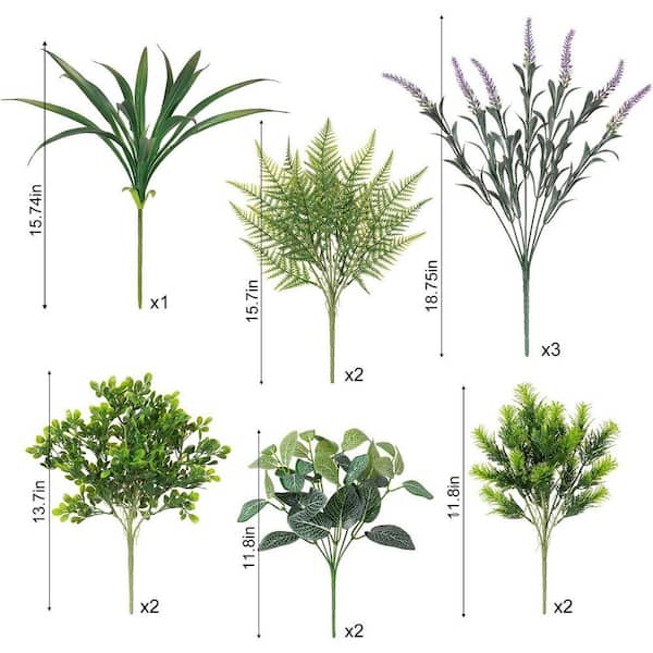 UUDULY Green Indoor/Outdoor Artificial Plant Mix UV Resistant