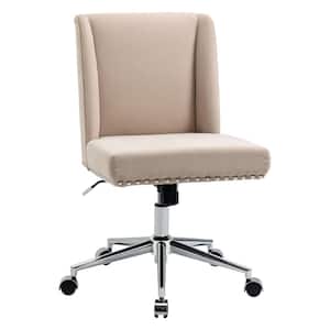 Beige Linen Seat Computer Office Chair with Adjustable Height