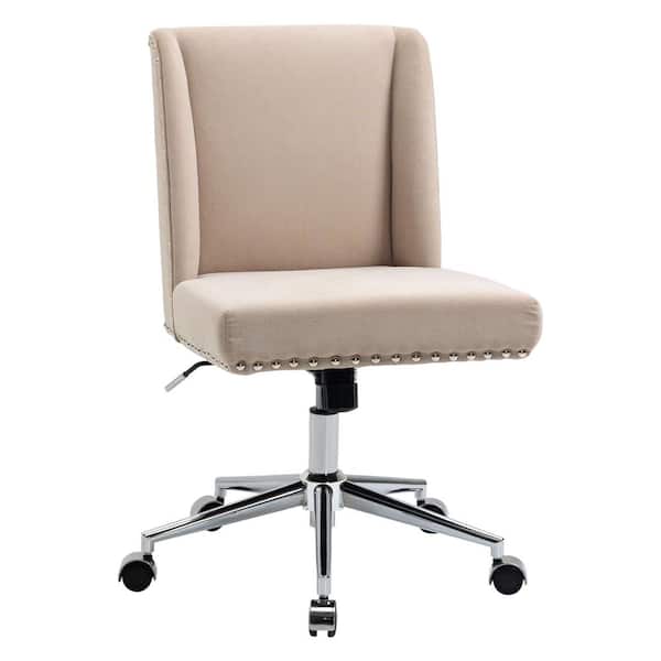 Vinsetto Beige Linen Seat Computer Office Chair with Adjustable Height