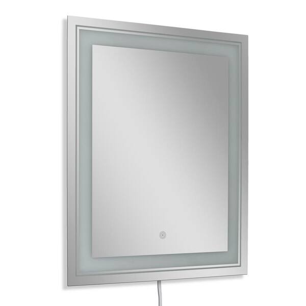 Deco Mirror 26 in. W x 32 in. H Single Frosted Rectangle LED Mirror