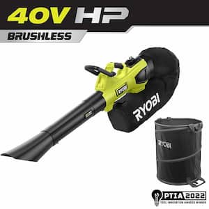 40-Volt HP Brushless 100 MPH 600 CFM Cordless Leaf Blower/Mulcher/Vacuum with Lawn and Leaf Bag (Tool Only)