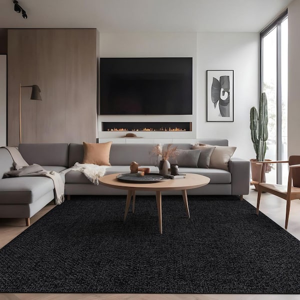 Terra Fiber Easy Jute Dark Grey 4 ft. x 6 ft. Solid Indoor Outdoor Area Rug