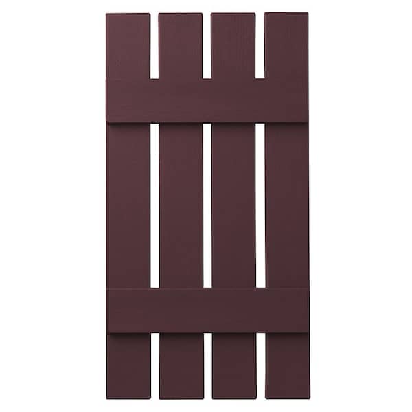 Ply Gem 16 in. x 35 in. Polypropylene 4-Board Open Board and Batten Shutters Pair in Vineyard Red