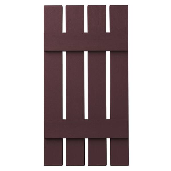Ply Gem 16 in. x 43 in. Polypropylene 4-Board Open Board and Batten Shutters Pair in Vineyard Red