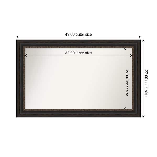 Amanti Art Accent Bronze 43 in. x 27 in. Custom Non-Beveled Polystyrene Antique Framed Bathroom Vanity Wall Mirror