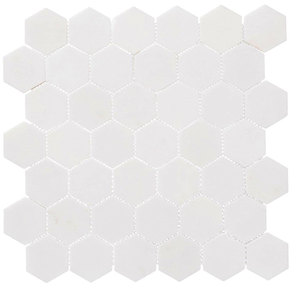 Channing Pearl Hex White 4.5 in. x 8.25 in. Geometric Smooth Natural Stone 