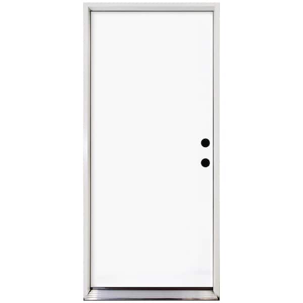 Steves & Sons Element 32 in. x 80 in. Flush Left-Hand Inswing Primed White Steel Prehung Front Door with Brickmold