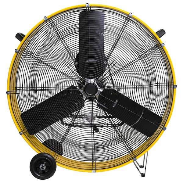 36 in. Yellow Heavy Duty Barrel Drum Fan, 21000 CFM, DC Brushless Motor, UL Listed, Workshop and Garage Use