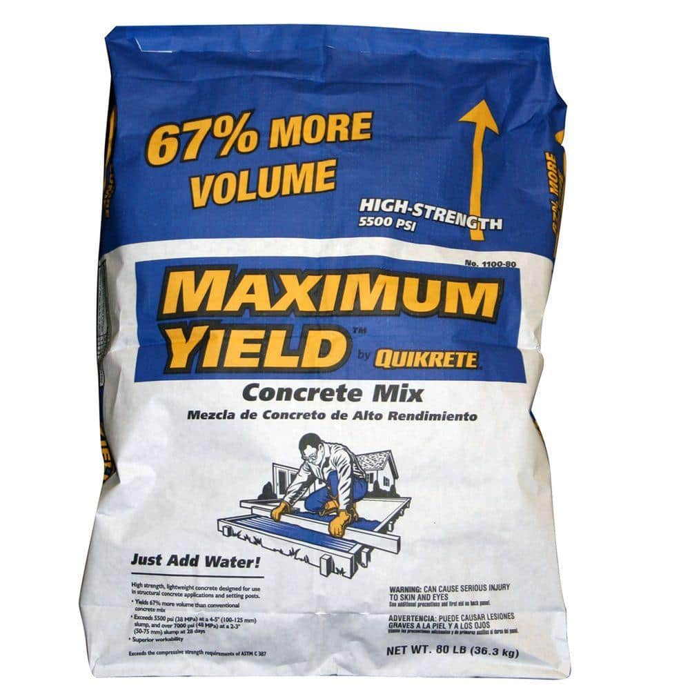 Quikrete 80 Lb Maximum Yield Concrete Mix 110080 The Home Depot