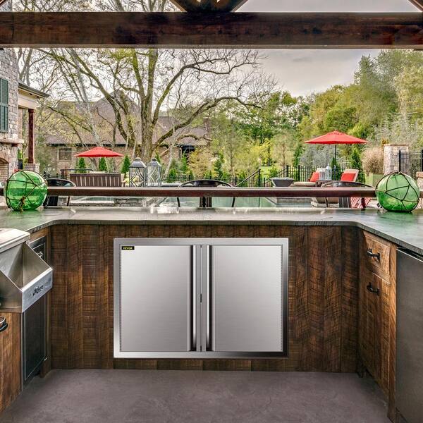 30W X 21H Inch Double Door With Vents BBQ Access Door Stainless Steel Outdoor Kitchen Doors For BBQ Island
