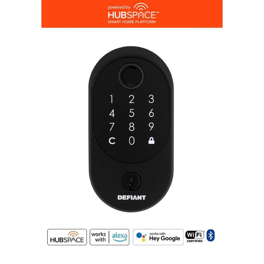 Round Fingerprint Matte Black Electronic Single Cylinder Deadbolt Wi-Fi Ena