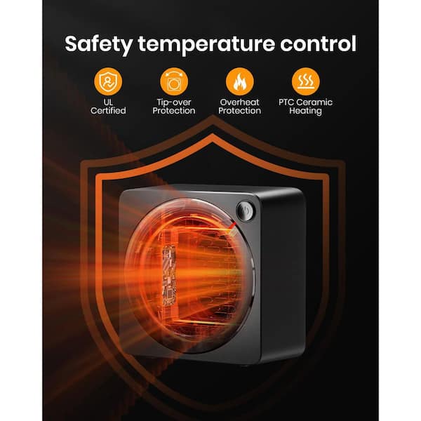 Phewnyzo 500W Indoor Electric PTC Ceramic Space Heater with