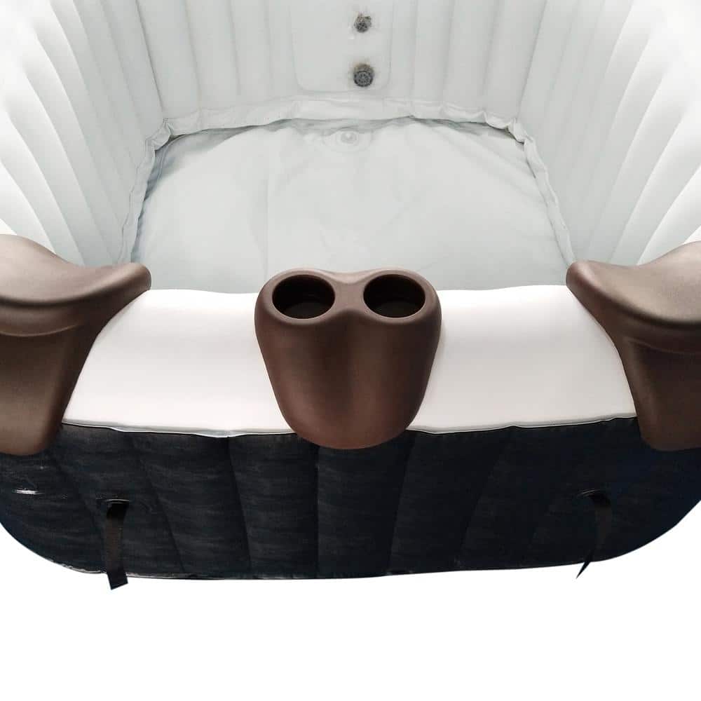 Brown Removable 3-Piece Headrest and Drink Holder Set for Hot Tub Spa