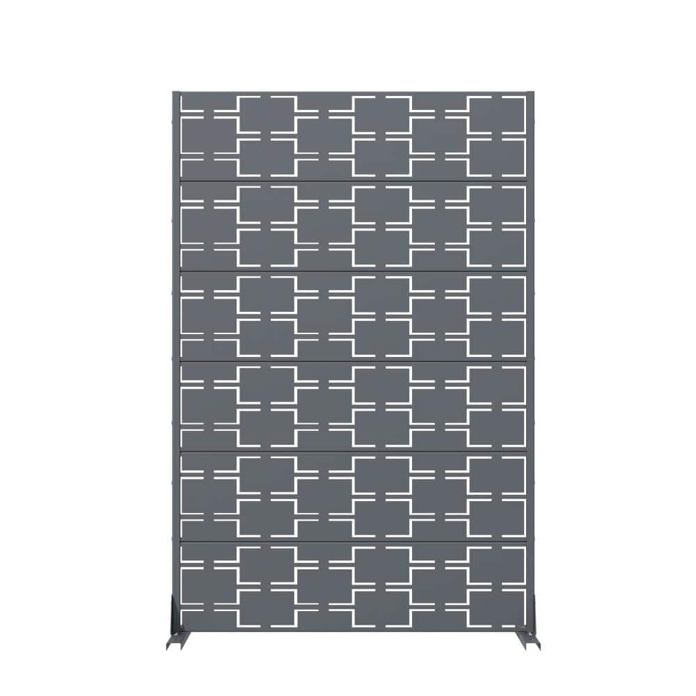 72 in. x 47 in. Cambrian Gray Metal Garden Fence Privacy Screen Decorative Screen Room Divider Lattice Panel for Patio price history on PriceWatchPro