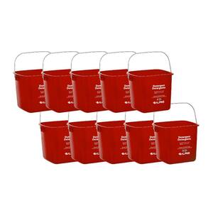 8 Qt. Red Plastic Cleaning Bucket Pail (10-Pack)