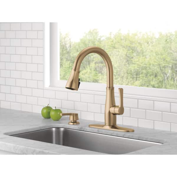 Owendale Gold Single-Handle Pull-Down Sprayer Kitchen Faucet with ShieldSpray Technology in Champagne Bronze