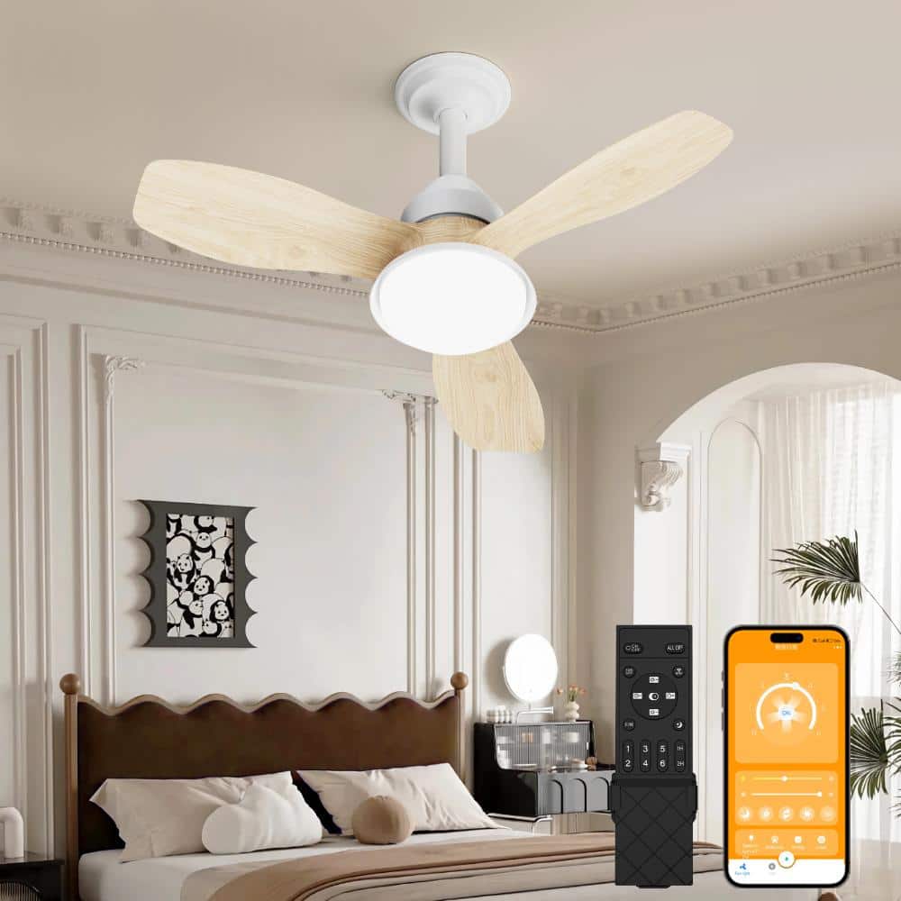 "24.4"" Ceiling Fan with Light & Remote Control, Quiet DC Motor, Dimmable, Farmhouse (Wood Grain)" price history on PriceWatchPro