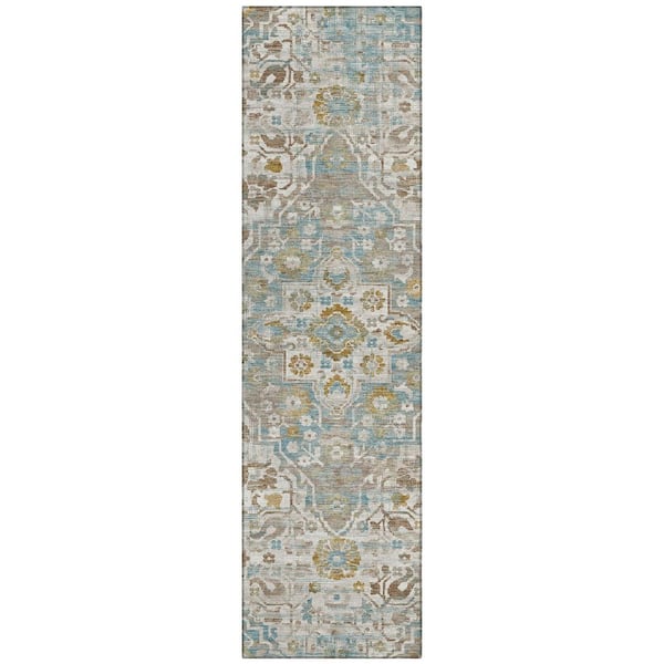 Chantille Machine Washable Indoor/Outdoor Abstract ACN2782 Ivory 2 ft. x 7 ft. Runner Rug