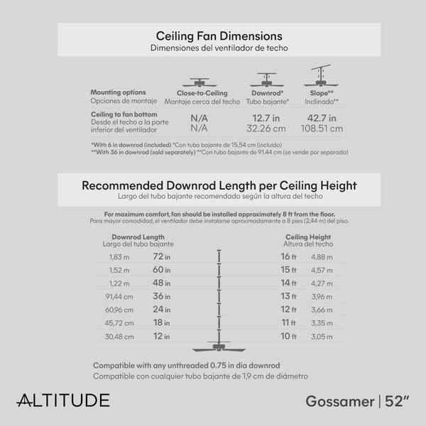 Altitude Gossamer 52 In Integrated Led Indoor Matte Black Ceiling Fan With Remote Control And White Color Changing Light Kit 953l52mbk The Home Depot