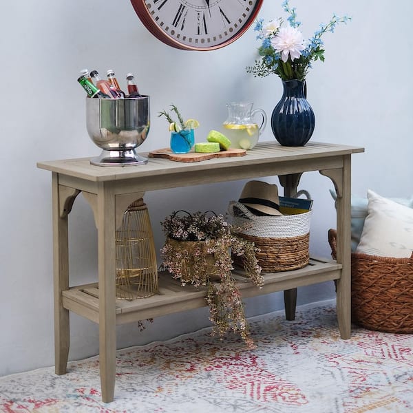 Cambridge Casual Cambridge Casual Colton Weathered Gray Teak Rectangular Wood Outdoor Side Table