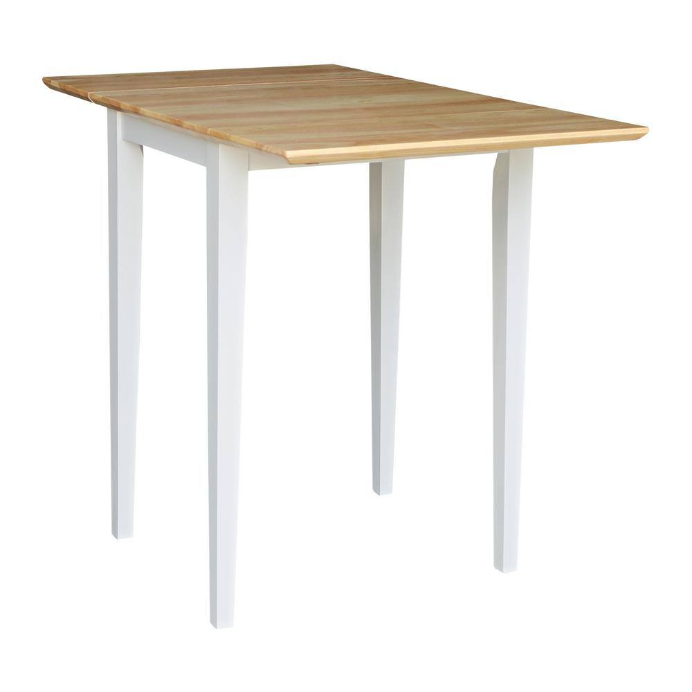 Elmwood White and Natural Solid Wood Extendable Dining Table