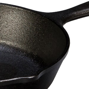 8 in. Cast Iron Skillet in Black with Pour Spout