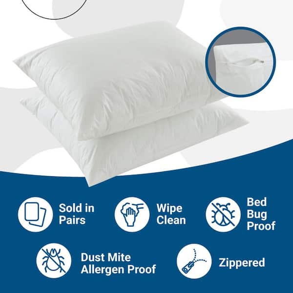 bargoose home textiles, inc. Vinyl Zippered Queen Pillow Protector,  Waterproof, Bedbug Proof, Dustmite Proof, 21 x 31 – 2-Pack 1007 - The Home  Depot