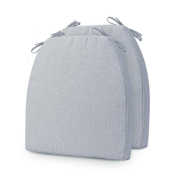 Zeus & Ruta Outdoor Cushions for Dining Chairs Cushions, Chair Seat Pads with Ties and Non-Slip Backing, Light Gray